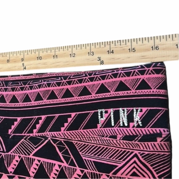 Pink Victorias Secret Leggings Size Large Geometric Print Black/Pink High Rise - Picture 11 of 13